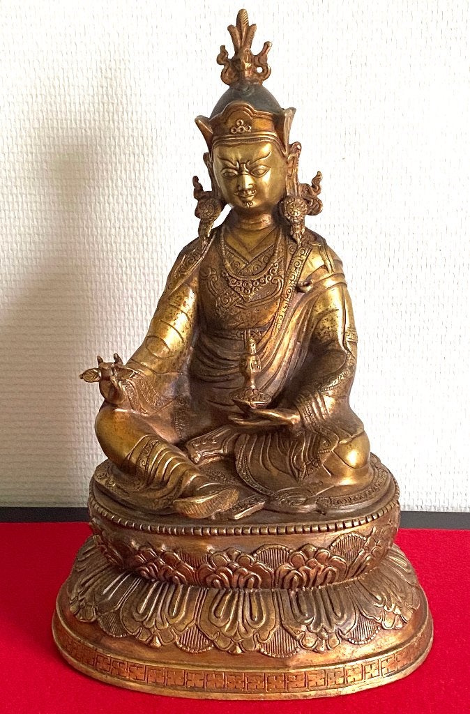 Oude Boeddha Rinpoche in verguld brons, China, jaren 50, Antiek en Kunst, Ritueel object, Goud, Ophalen of Verzenden, 37 cm