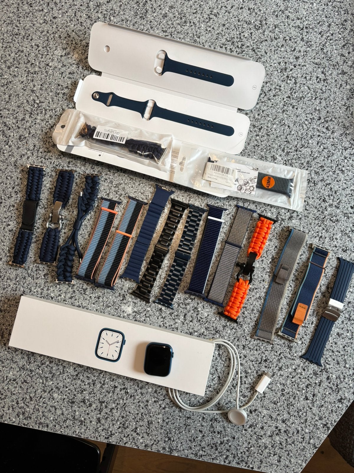 Apple watch series 7 blauw + cellular 45mm, Handtassen en Accessoires, Ophalen, Zo goed als nieuw, Blauw