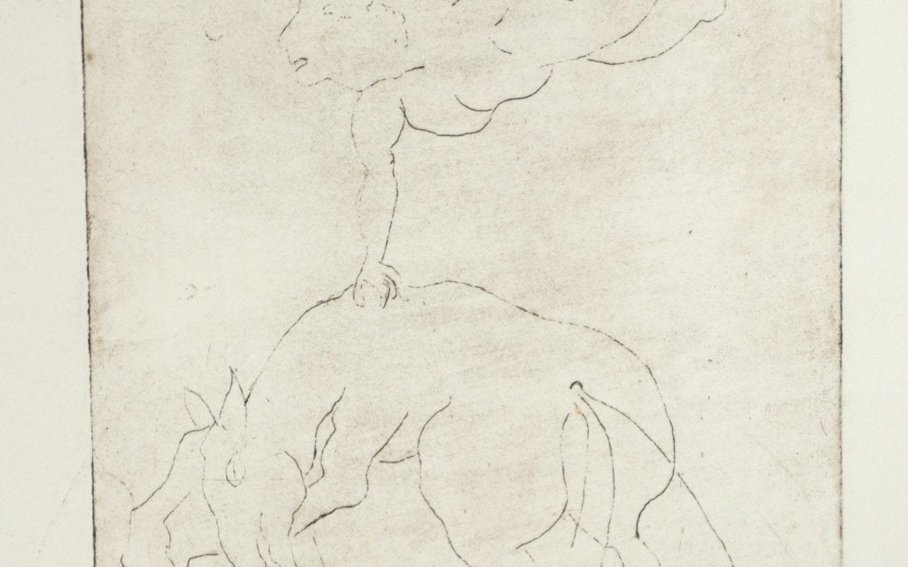 Ets Akrobate - acrobaat op stier, zwart, M. Schneider 7/8, Eau-forte, 26 cm, 1950 - 1999, Numéroté