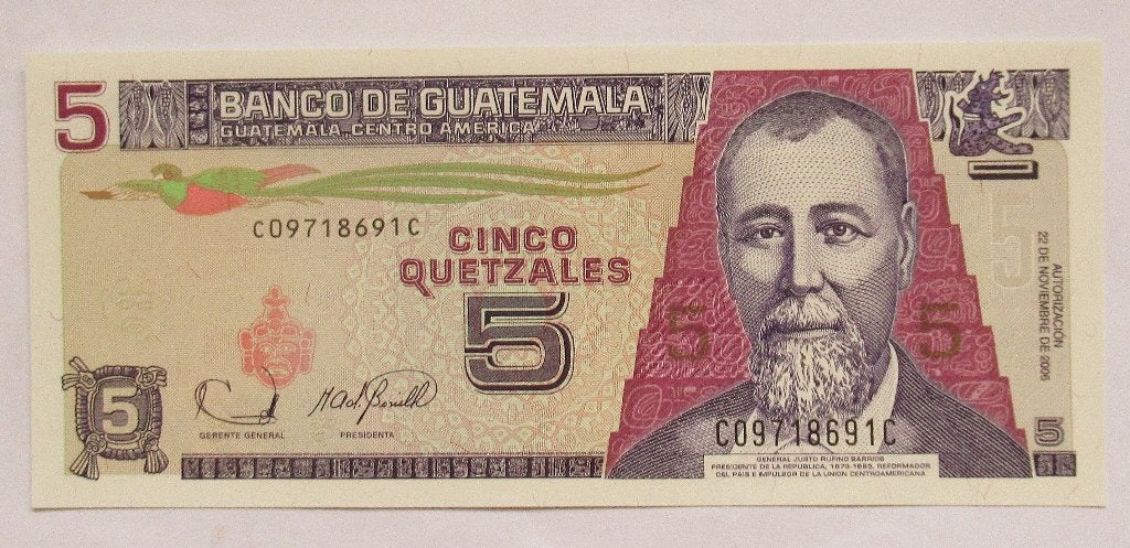 Guatemala 5 quetzales 2006, Timbres & Monnaies, Billets de banque | Amérique, Envoi, Amérique du Sud