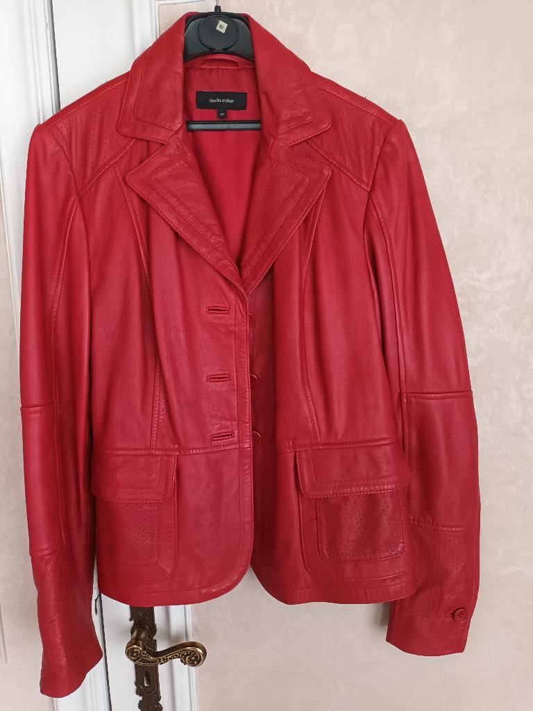 koopje : lamsleder jasje - rood - Cl. Sträter, Kleding | Dames, Zo goed als nieuw, Claudia Sträter, Rood, Ophalen
