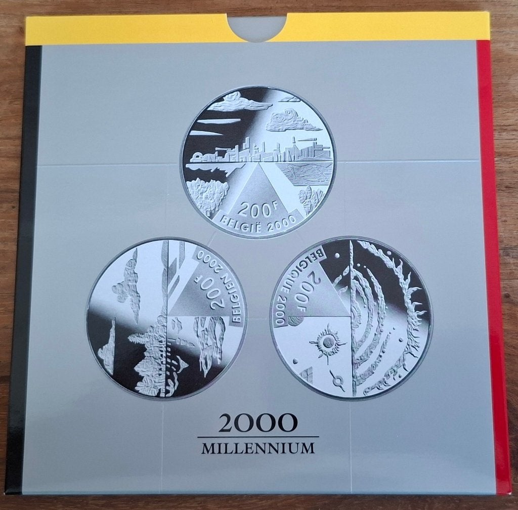 Rares pièces en argent émises en 3 exemplaires du millénaire, Timbres & Monnaies, Enlèvement ou Envoi, Argent, Série, Argent