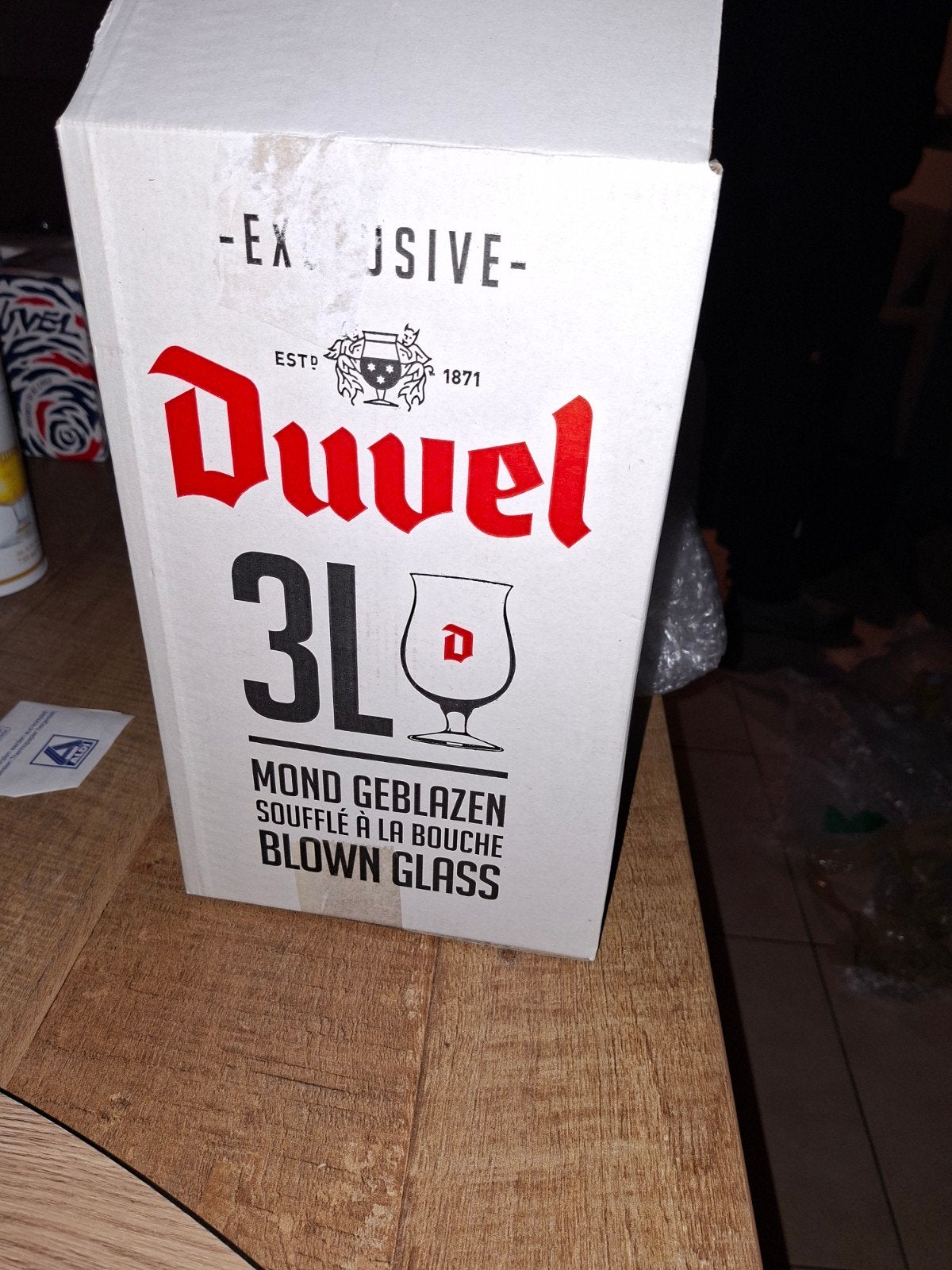 3L Duvel glas - Bordeaux kleurig, Verzamelen, Ophalen of Verzenden, Nieuw, Glas of Glazen, Duvel