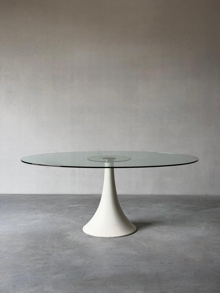 Vintage space age ovale eettafel, Huis en Inrichting, Tafels | Eettafels, Zo goed als nieuw, Ophalen