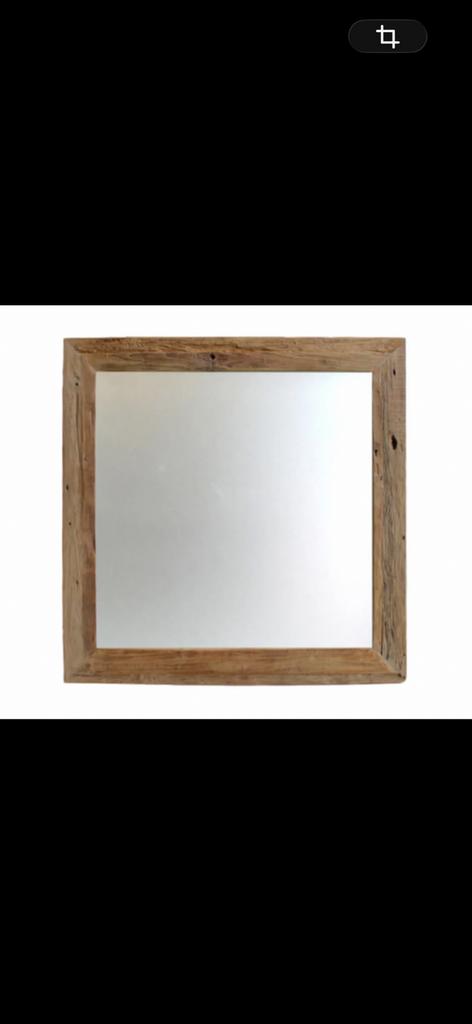 Nieuwe vierkante spiegel teak 100x100cm HSM collectie, Huis en Inrichting, Ophalen, Vierkant, Nieuw, 75 tot 100 cm