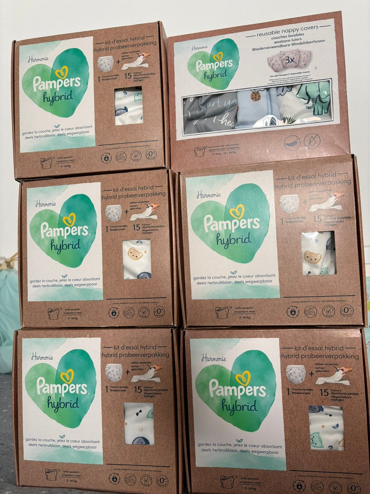 8 couche réutilisables et 75 coeur absorbant Pampers Hybride, Enlèvement, Neuf