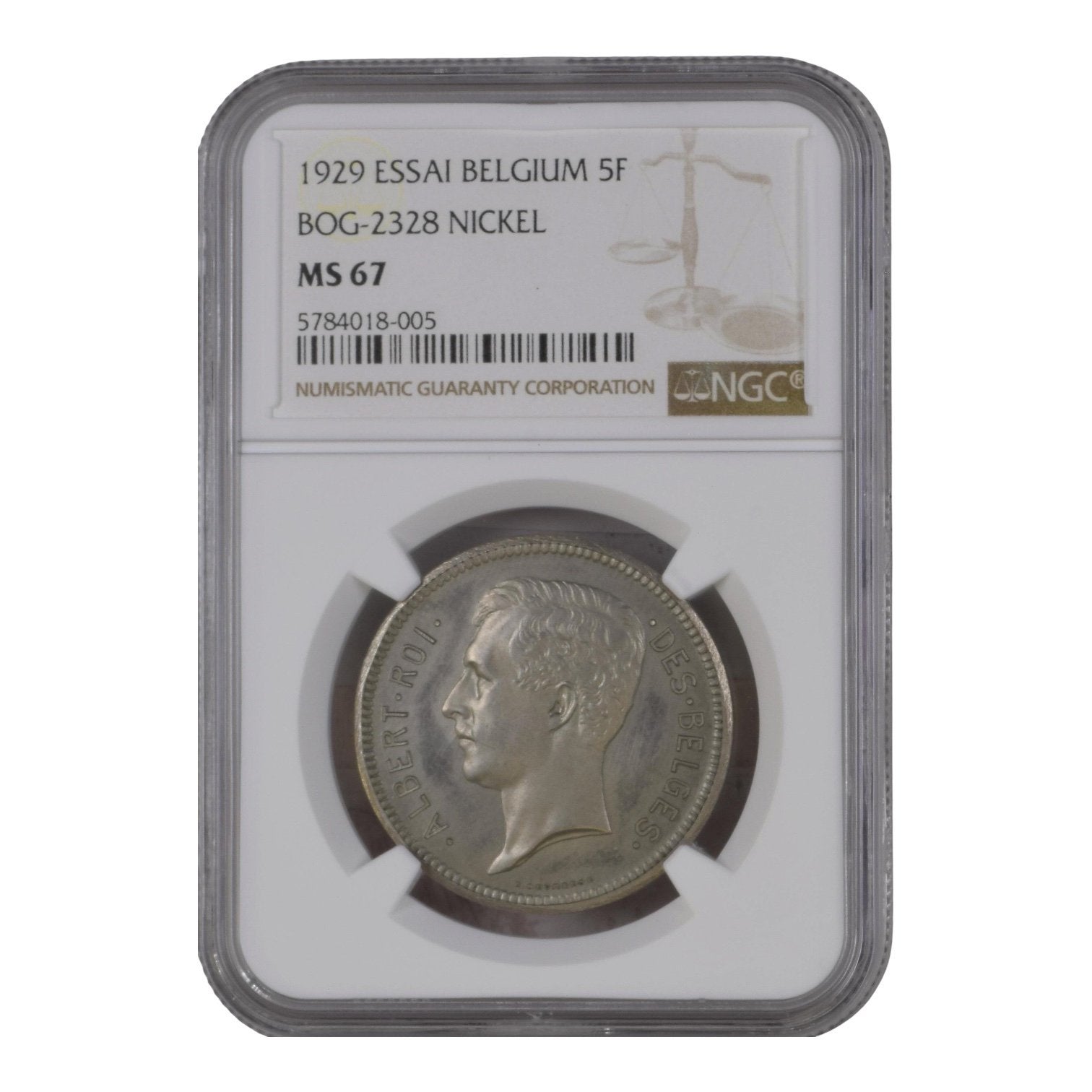 Belgique 5 francs 1929 ESSAI R2 TOP POP, Enlèvement