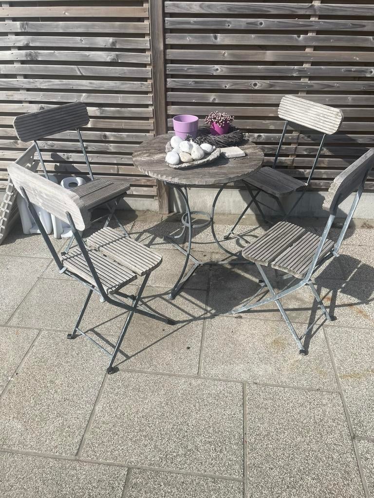 Antiek bistroset, Tuin en Terras, Ophalen, Gebruikt, Bijzettafel, Tuinset