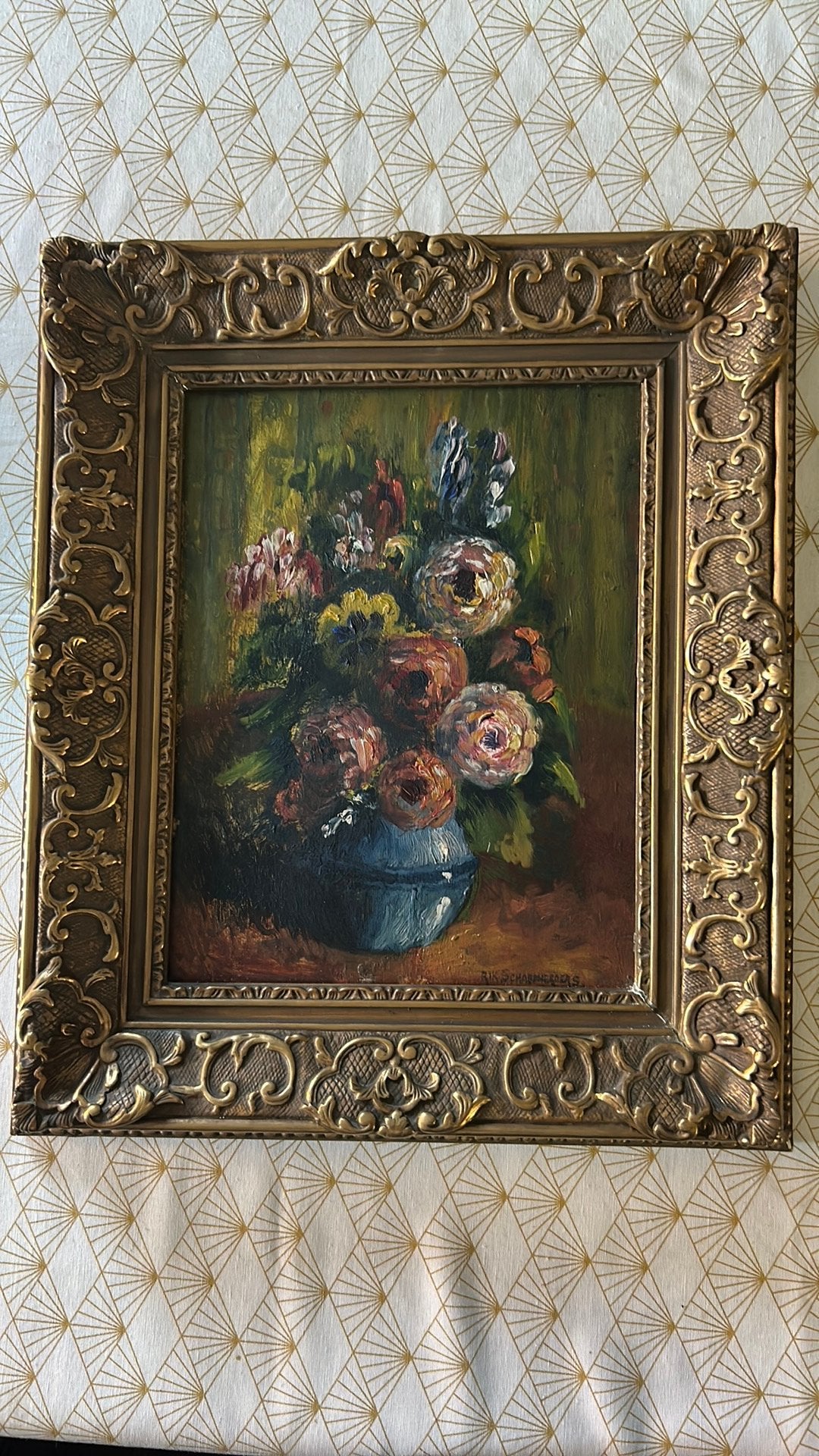 Schilderij bloemstuk Rik Schaapsherder, Antiquités & Art, Art | Peinture | Classique, Enlèvement ou Envoi, Panneau, Classique