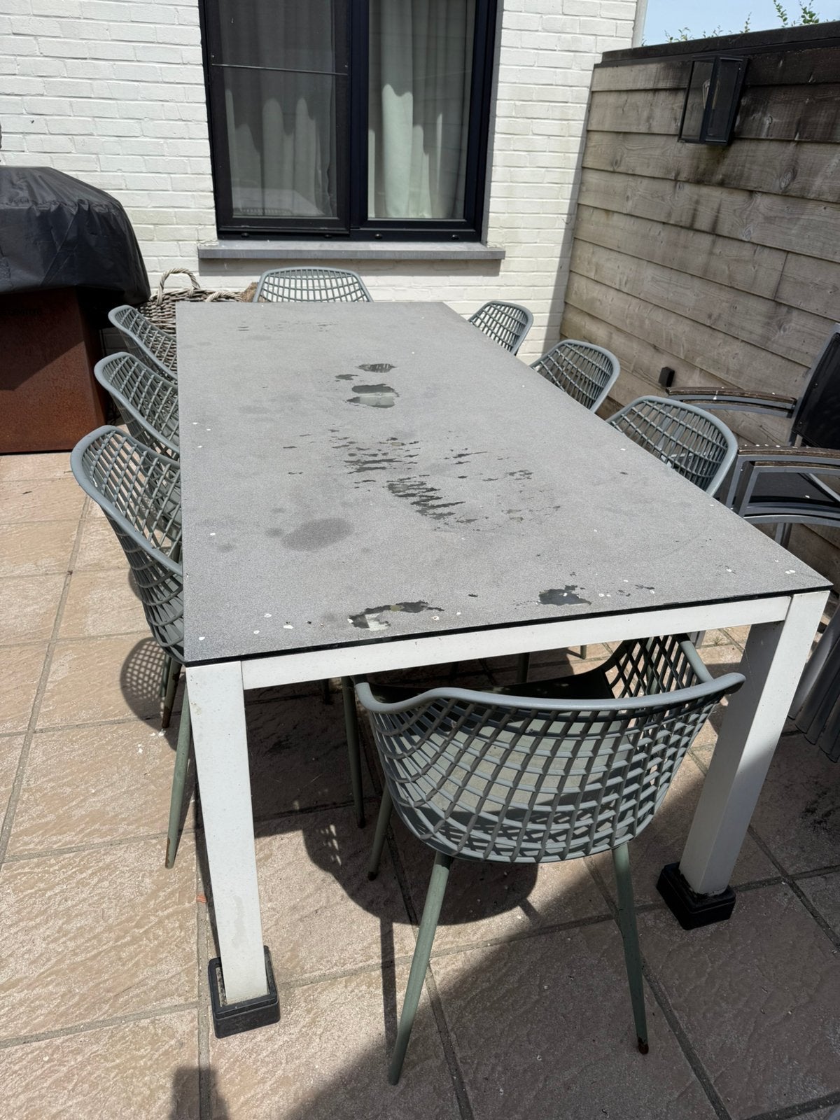 Tuintafel + 8 stoelen, Ophalen, Zo goed als nieuw