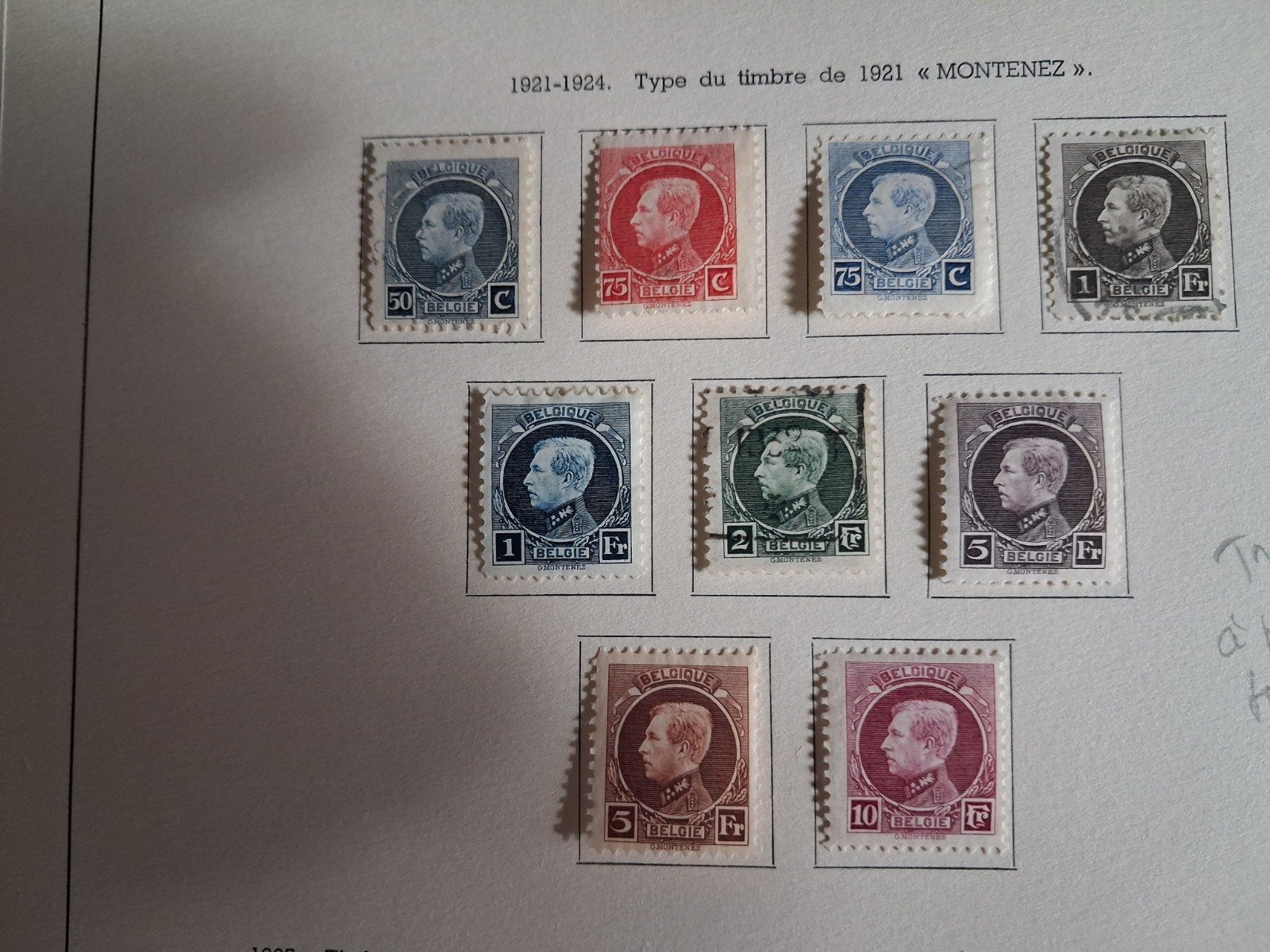 1921 25 Roi Albert1 Petits Montenez COB 211/19, Timbres & Monnaies, Enlèvement ou Envoi