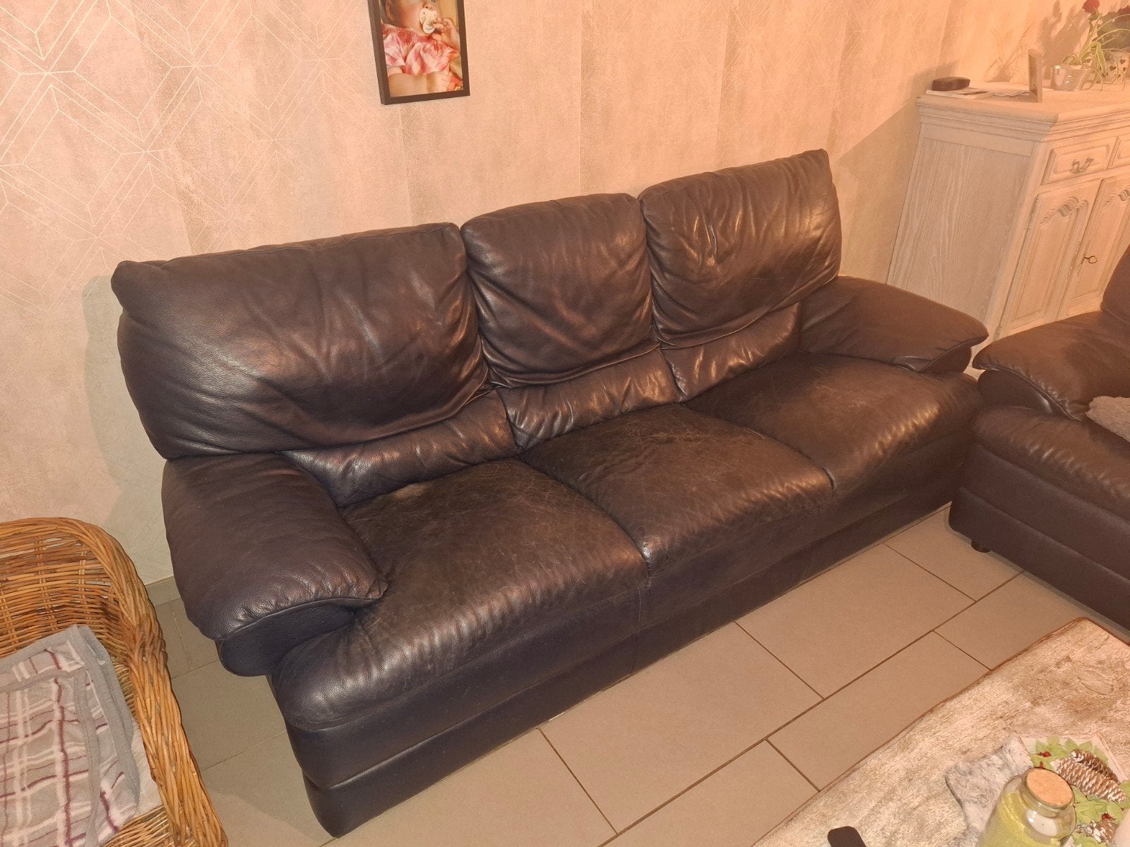 lederen salon, Ophalen, Zo goed als nieuw, Leer