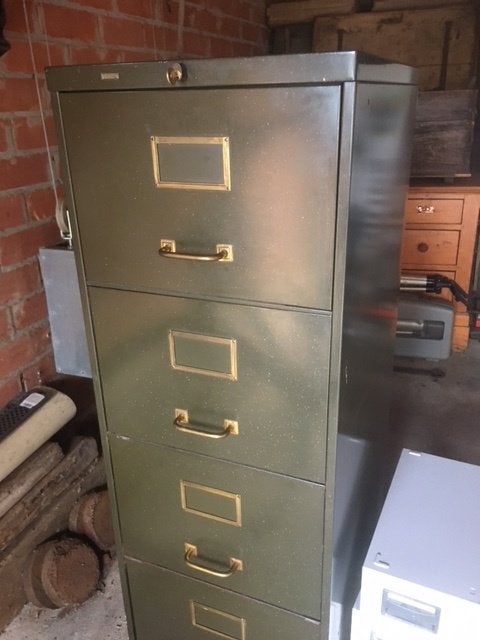 Vintage metalen archiefkast / dossierkast (4 lades), Ophalen, Minder dan 50 cm, Gebruikt, Metaal