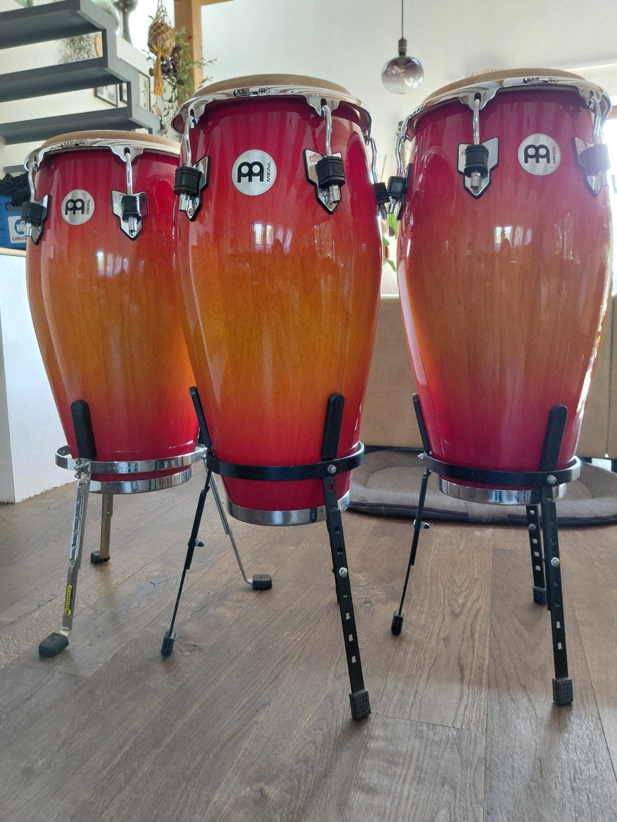 Conga set Meinl Professional Series (Quinto, Conga, Tumba) +, Muziek en Instrumenten, Ophalen, Gebruikt, Melodische percussie