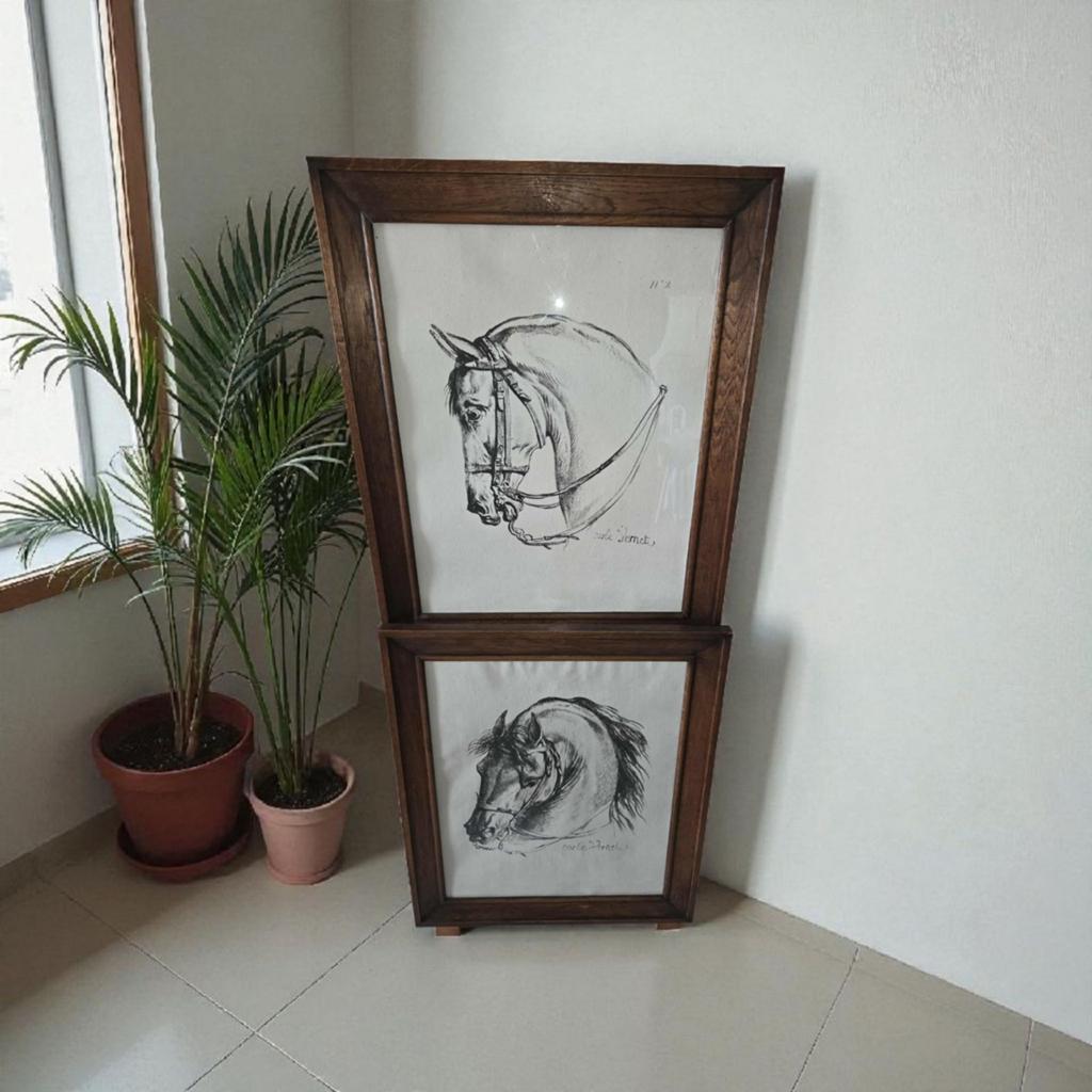 Deux images élégantes de têtes de chevaux, Antiquités & Art, Art | Objets design, Enlèvement ou Envoi
