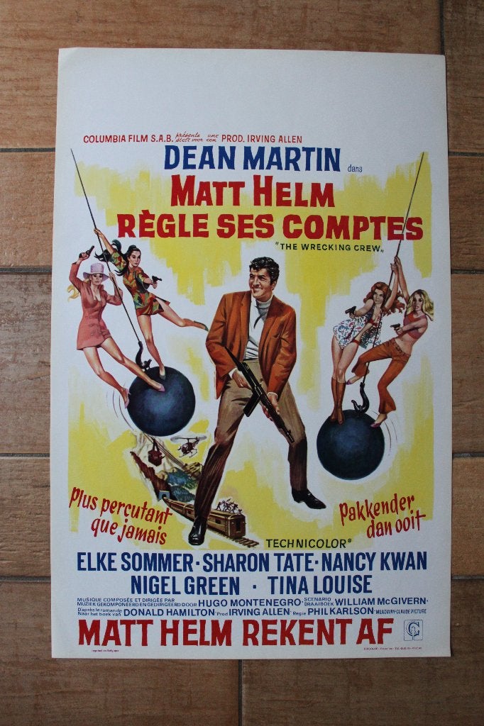 filmaffiche Dean Martin The Wrecking Crew 1968 filmposter, Rechthoekig Staand, Ophalen of Verzenden, Zo goed als nieuw, A1 t/m A3