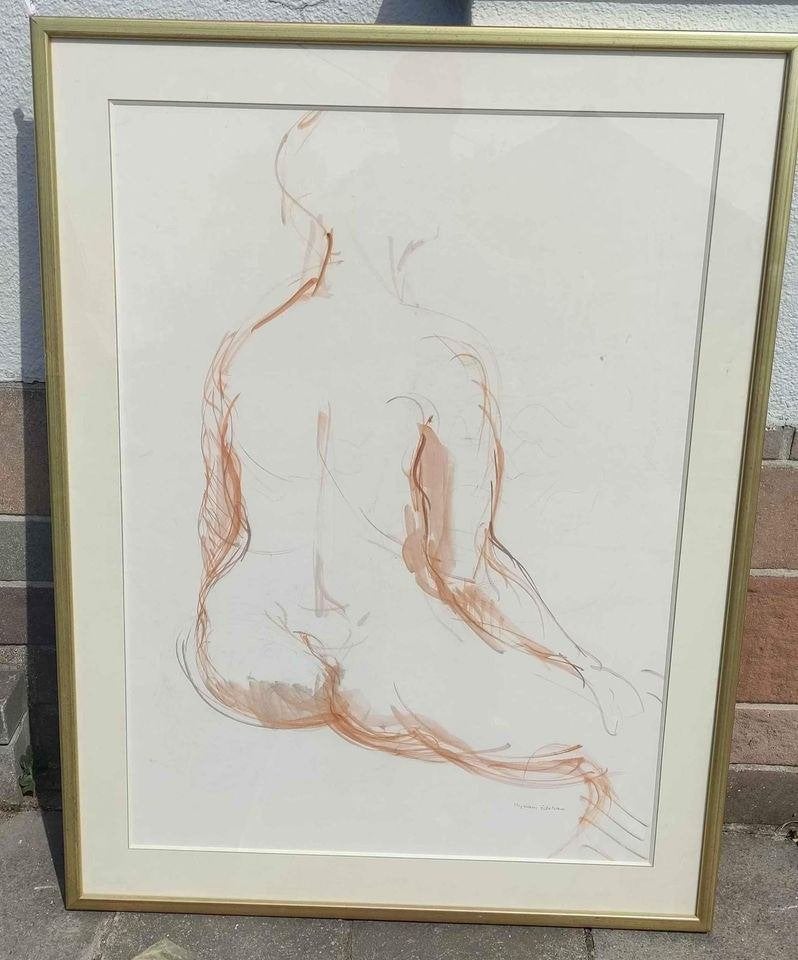 Aquarelle femme signe Myriam edebau, Antiquités & Art, Enlèvement