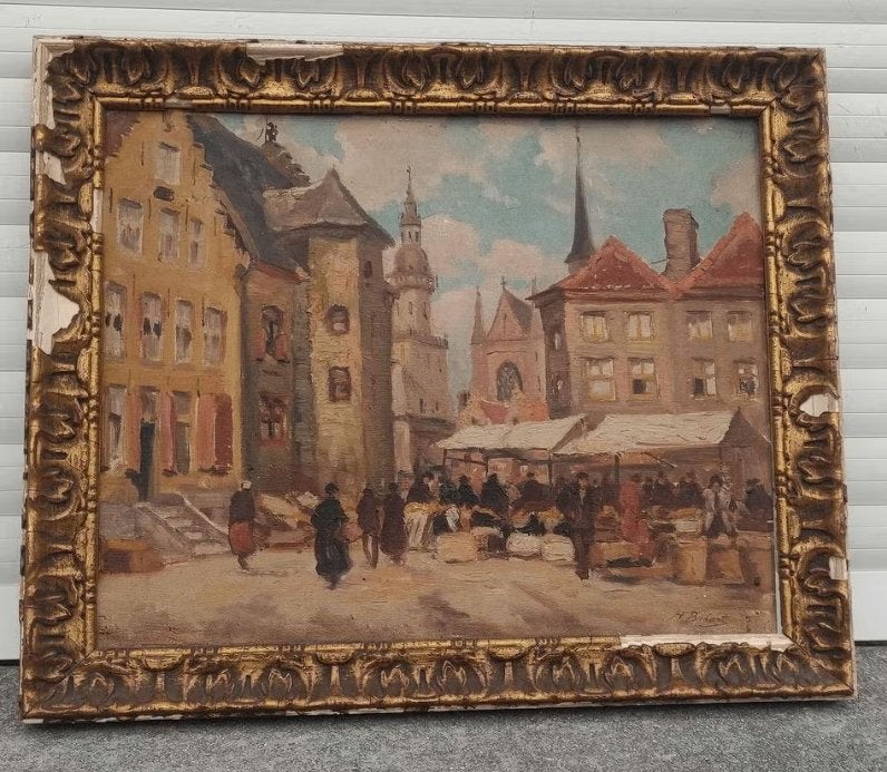 huile sur toile marouffle signe henri bodart, Antiquités & Art, Enlèvement ou Envoi, Toile