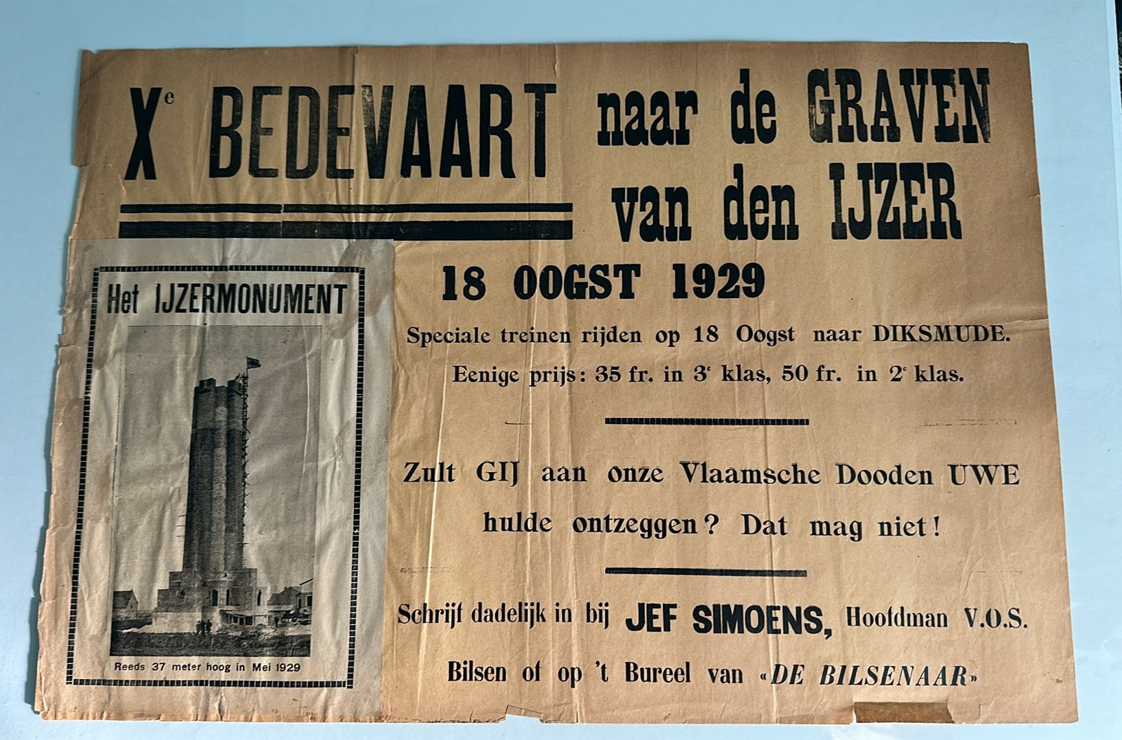 Affiche 1929 - 10e bedevaart, Ophalen of Verzenden, Gebruikt, Overige onderwerpen