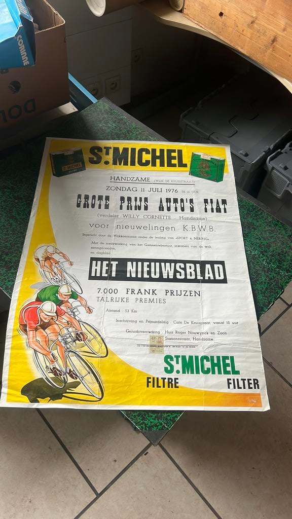 Affiche ancienne Saint-Michel Handzame 1976, Collections, Marques & Objets publicitaires, Enlèvement ou Envoi
