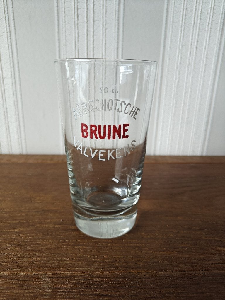 Vintage bierglas 50 cl Aerschotsche Bruine Valvekens, Verzamelen, Ophalen of Verzenden, Zo goed als nieuw, Glas of Glazen, Overige merken