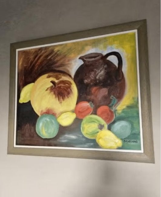 Schilderij met houten lijst, Antiek en Kunst, Ophalen, Klassiek, Ingelijst, Stilleven