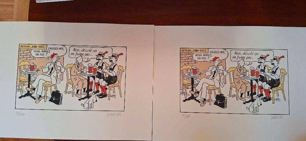 Stanislas - Hommage aan Hergé Tintin - Gesigneerde zeefdruk, Boeken, Eén stripboek, Nieuw, Ophalen of Verzenden, STANISLAS
