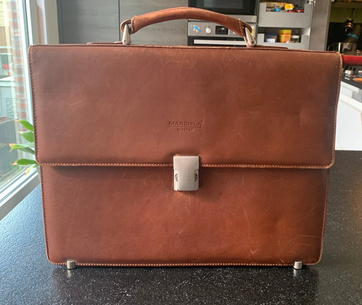 Lederen  akte tas stijlvol naar werk of school, Minder dan 30 cm, Bruin, Aktetas of Boekentas, Ophalen of Verzenden