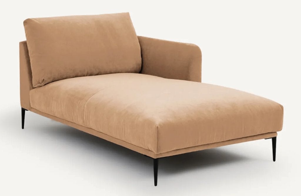 Ash Beige Velvet Daybed, Huis en Inrichting, Ophalen, Eenpersoons, Hoekbank, Nieuw
