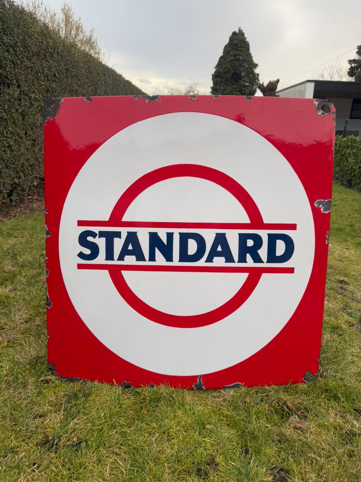 Standard Oil emaille reclamebord, Verzamelen, Ophalen, Gebruikt, Reclamebord