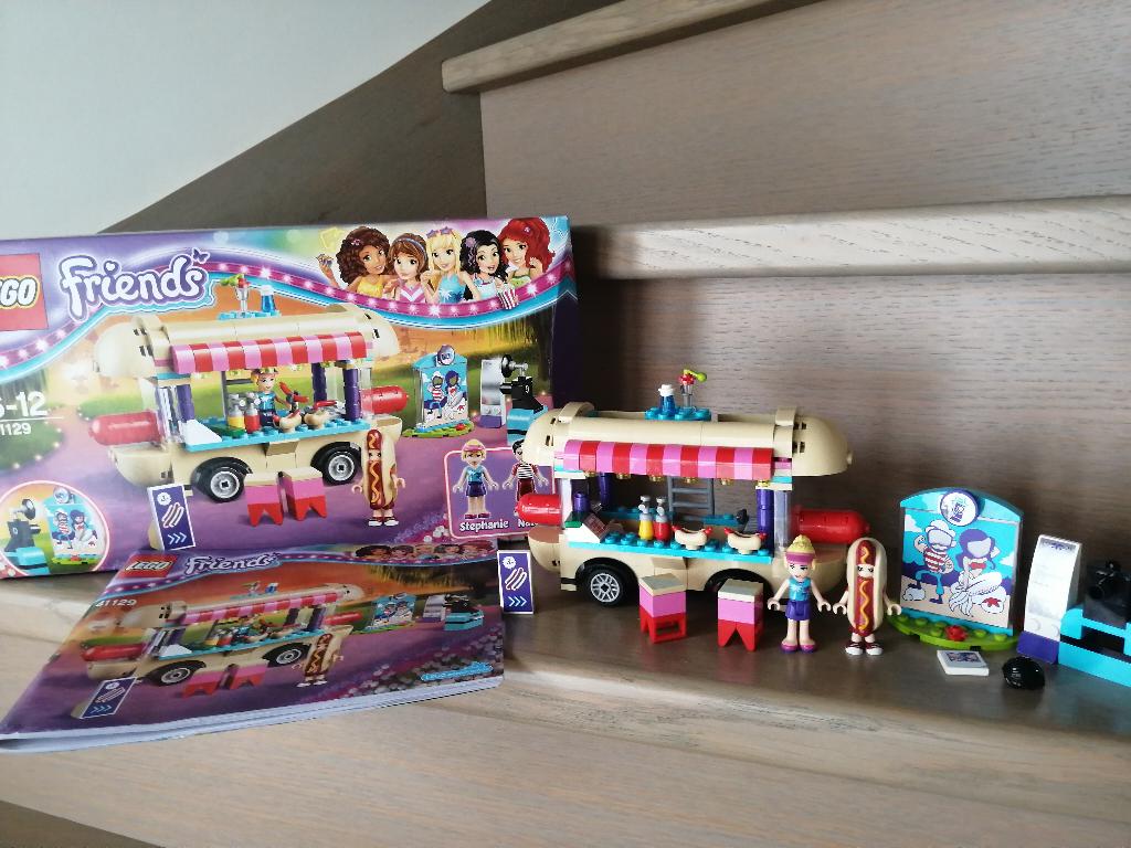 Lego Friends hotdog wagen pretpark met doos en boekje 41129, Lego, Comme neuf, Enlèvement, Friends