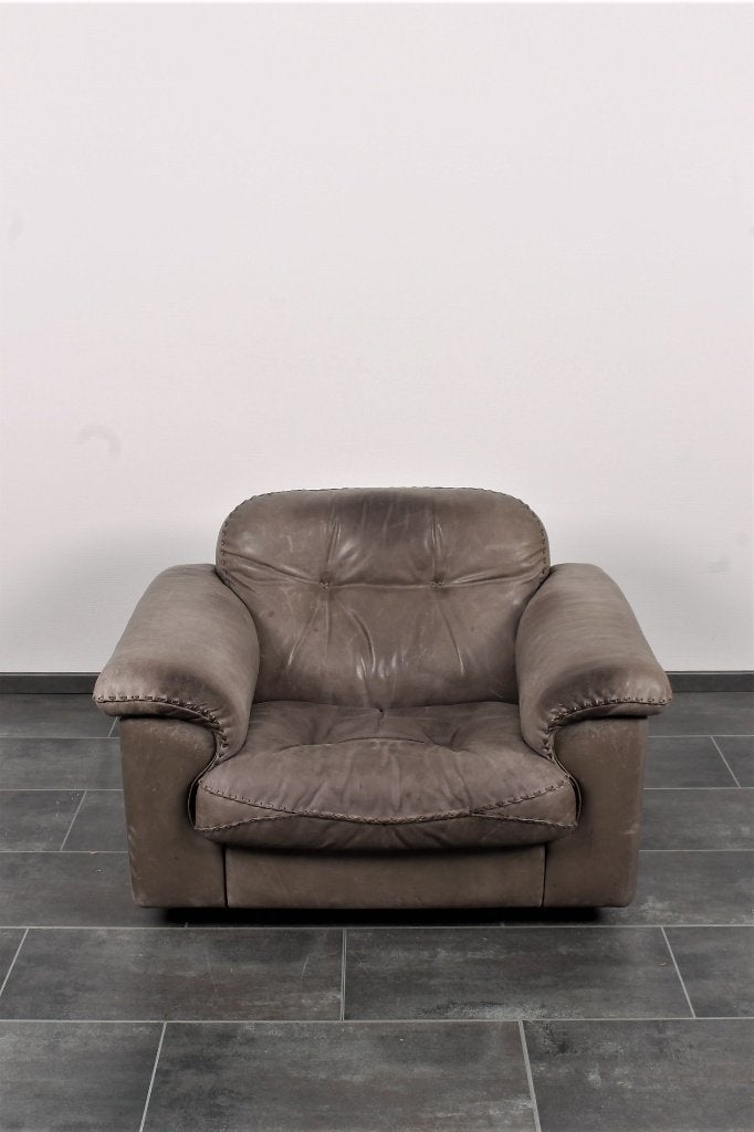 Fauteuil De Sede DS101 en cuir gris (2 pièces disponibles), 75 à 100 cm, DeSede, Desedeweg 10, Enlèvement ou Envoi