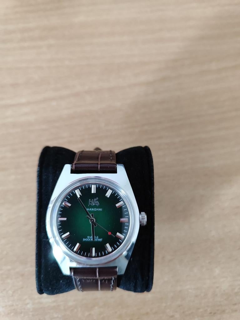 Montre mécanique Shanghai à remontage manuel, Handtassen en Accessoires, Horloges | Heren, Ophalen, Leer
