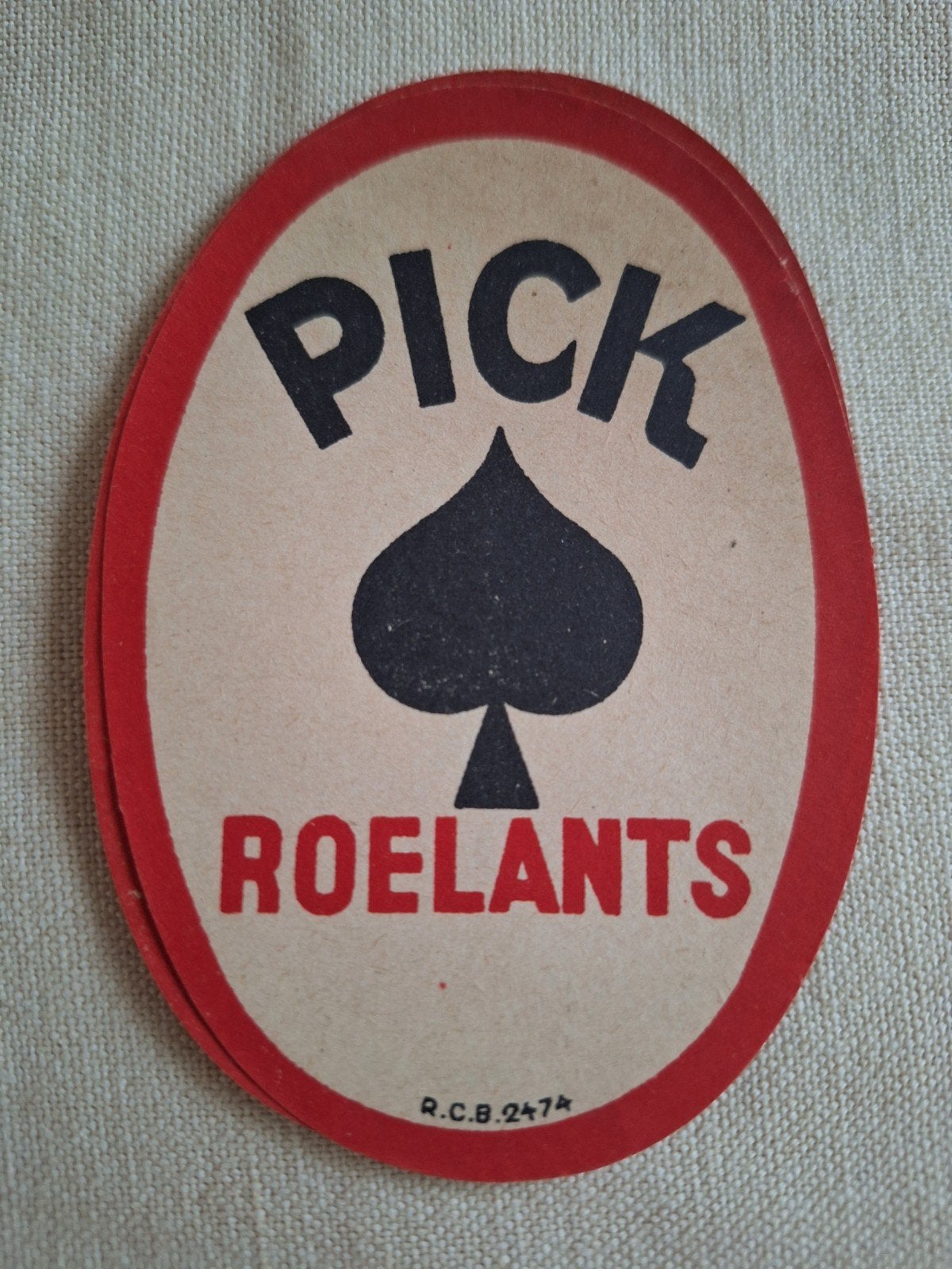 Oud bieretiket brouwerij Roelants Schaarbeek Pick bier, Verzamelen, Ophalen of Verzenden