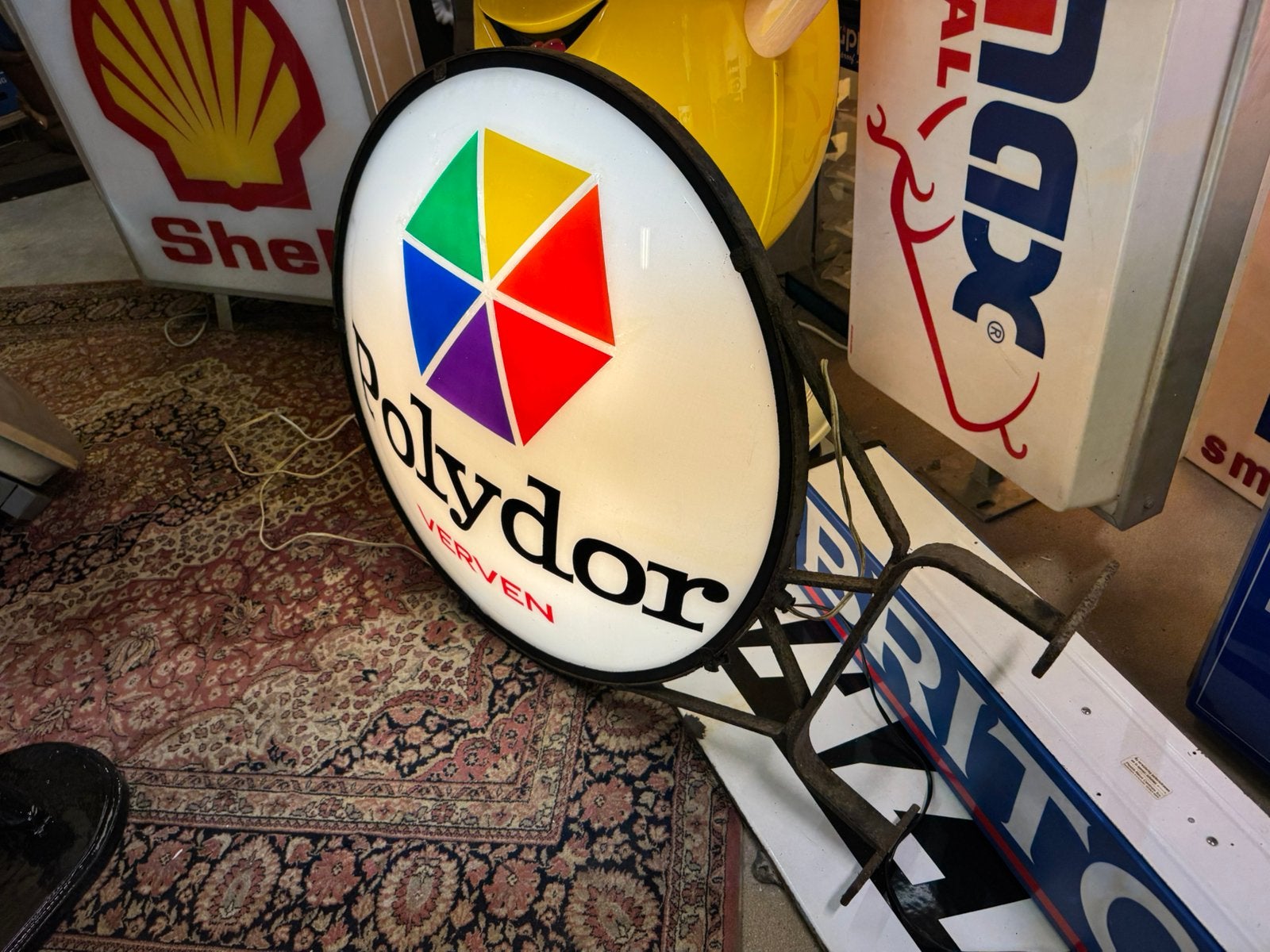 Polydor Verf oude reclame lichtbak, Ophalen, Gebruikt, ., Lichtbak of (neon) lamp