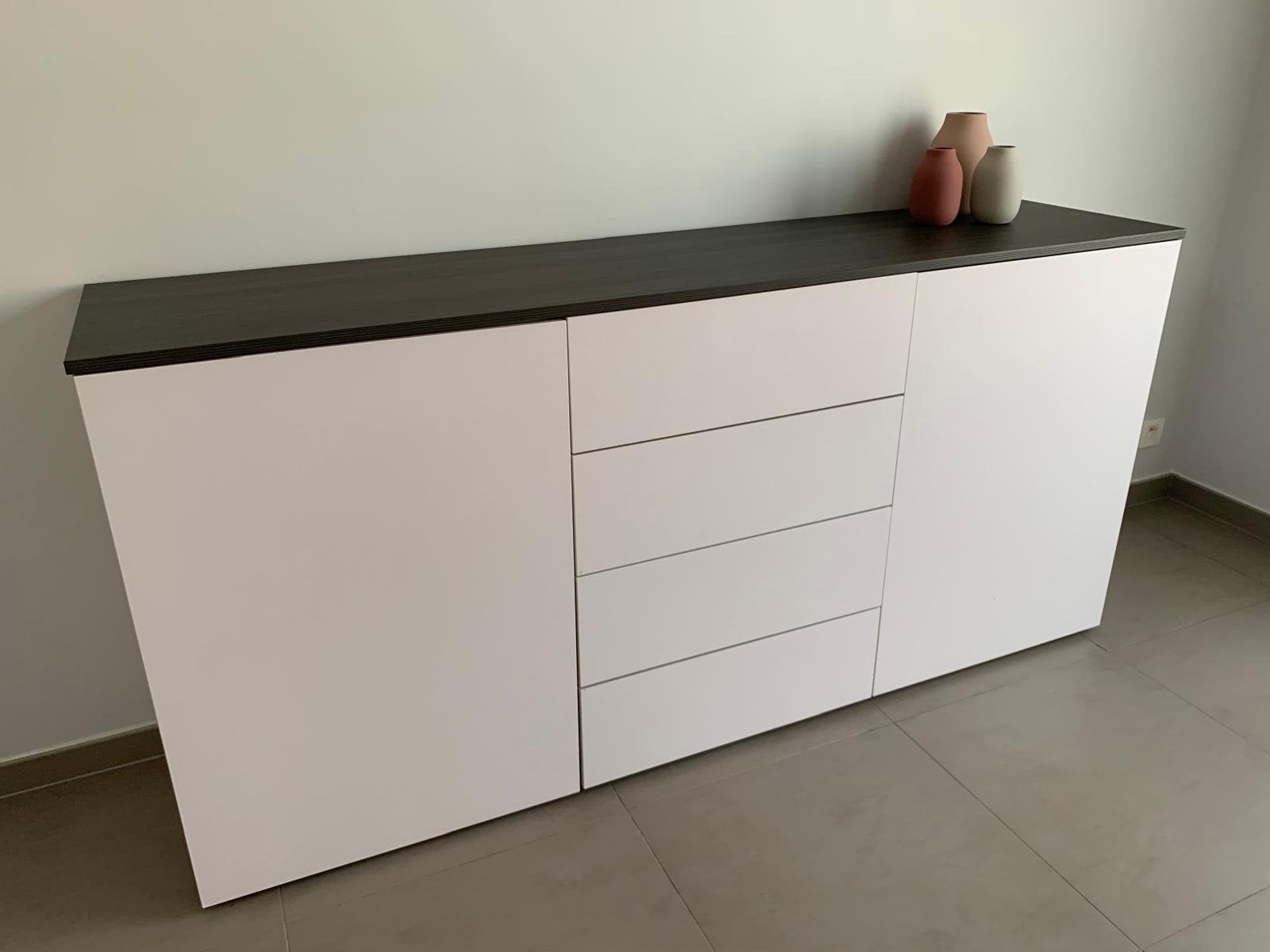 Knappe buffetkast (breedte 198 cm diepte 45 cm - 80 cm hoog), 25 à 50 cm, Avec tablette(s), Chêne, Moins de 100 cm