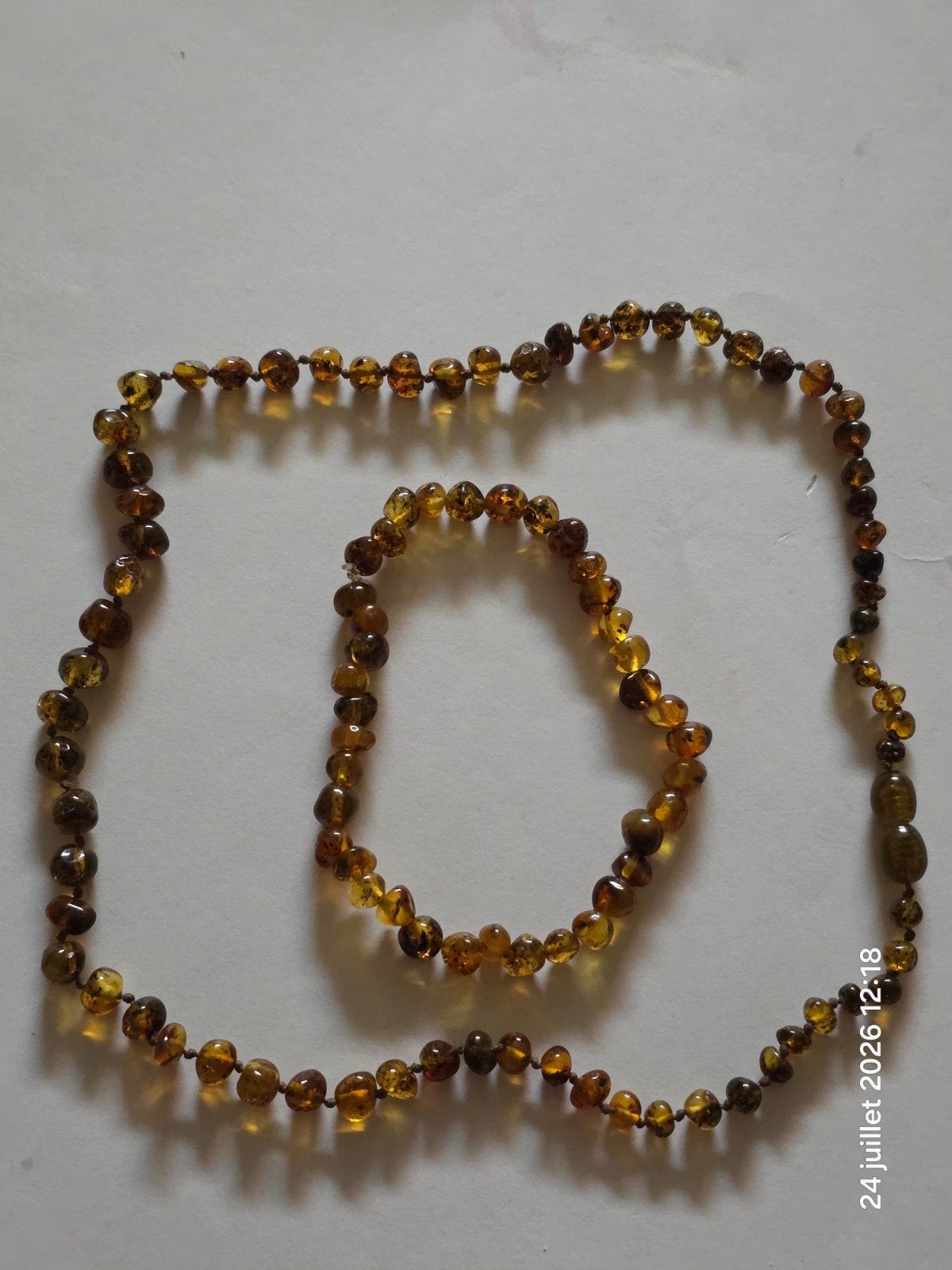 Set van natuurlijke barnsteen halsketting+armband, Ophalen, Nieuw, Steen of Mineraal, Met edelsteen