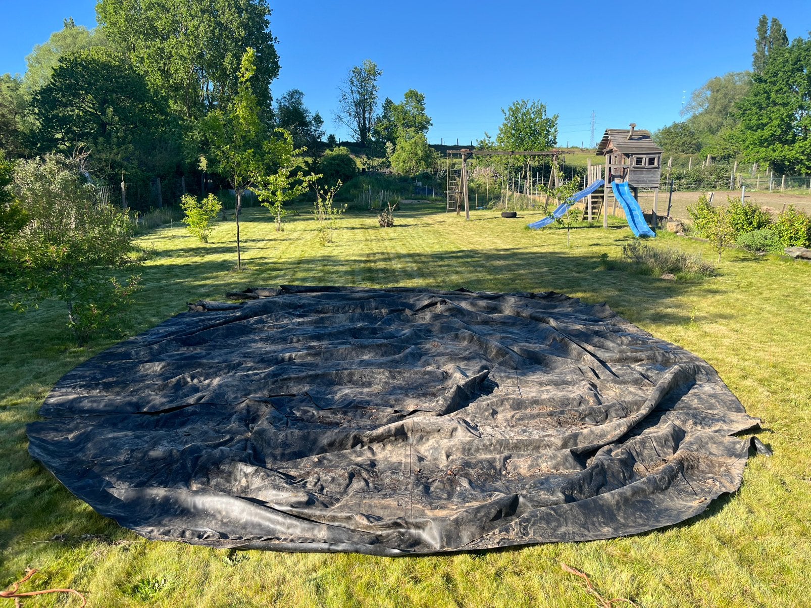 Rond / ovalen vijverfolie, Tuin en Terras, Ophalen, Gebruikt