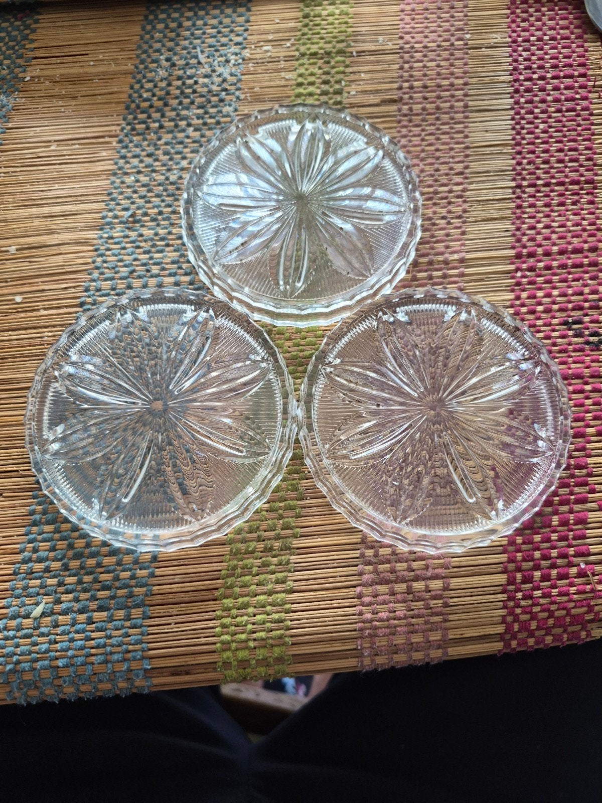 Lot de 3 sous-verres vintage en cristal, Enlèvement ou Envoi, Verre