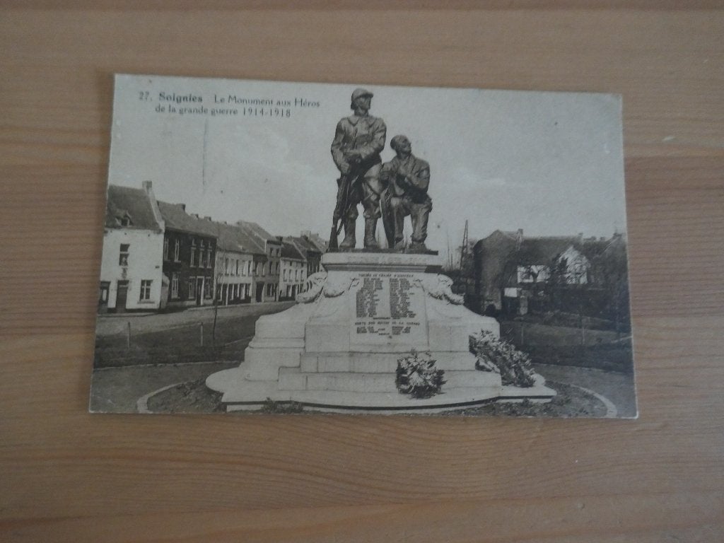 soignies le monument aux héros de la grande guerre 14-18, Verzamelen, Postkaarten | België, Verzenden, Gelopen, Henegouwen