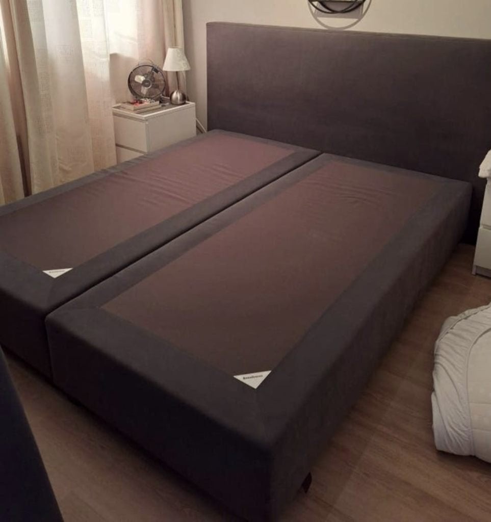 Bezorging is mogelijk 180x200 inzgs complete boxspring bed, Gris, Enlèvement ou Envoi, Comme neuf, 180 cm