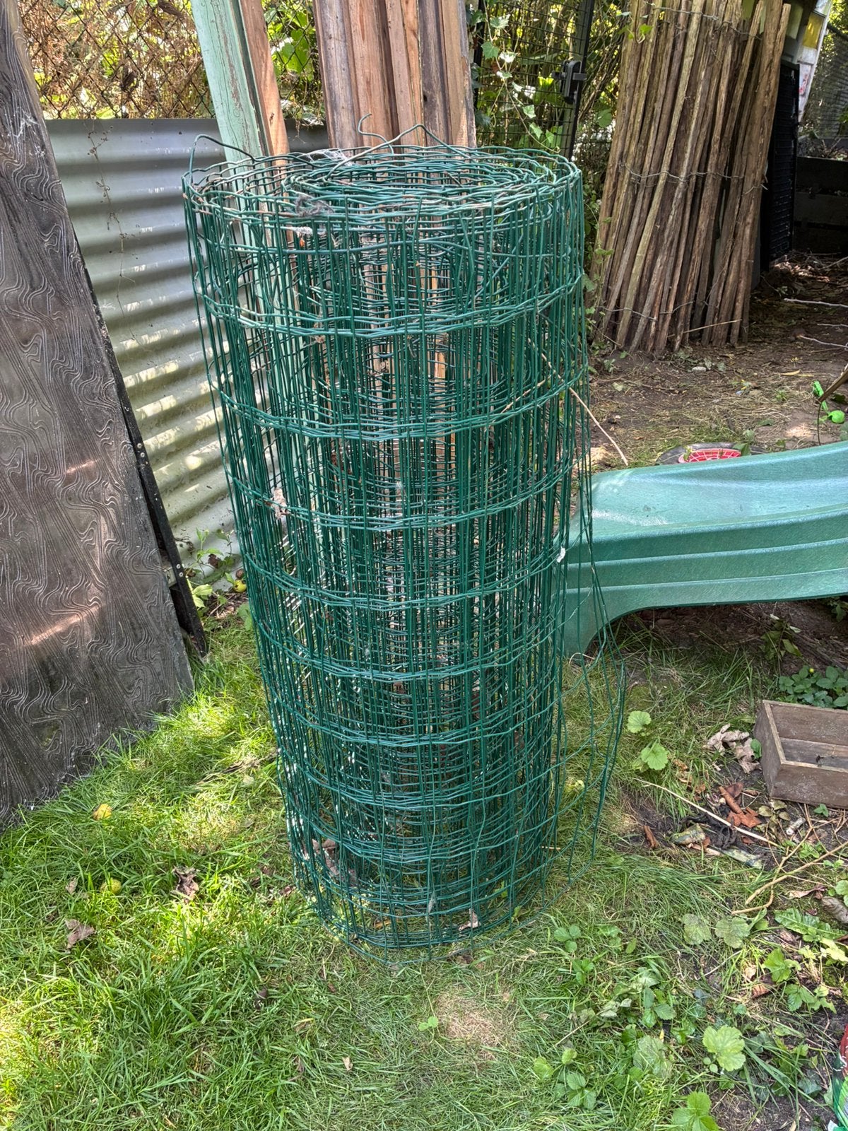 Groen geplastificeerd tuingaas – ca. 45 meter – 1 m hoog, Tuin en Terras, Ophalen, Gebruikt