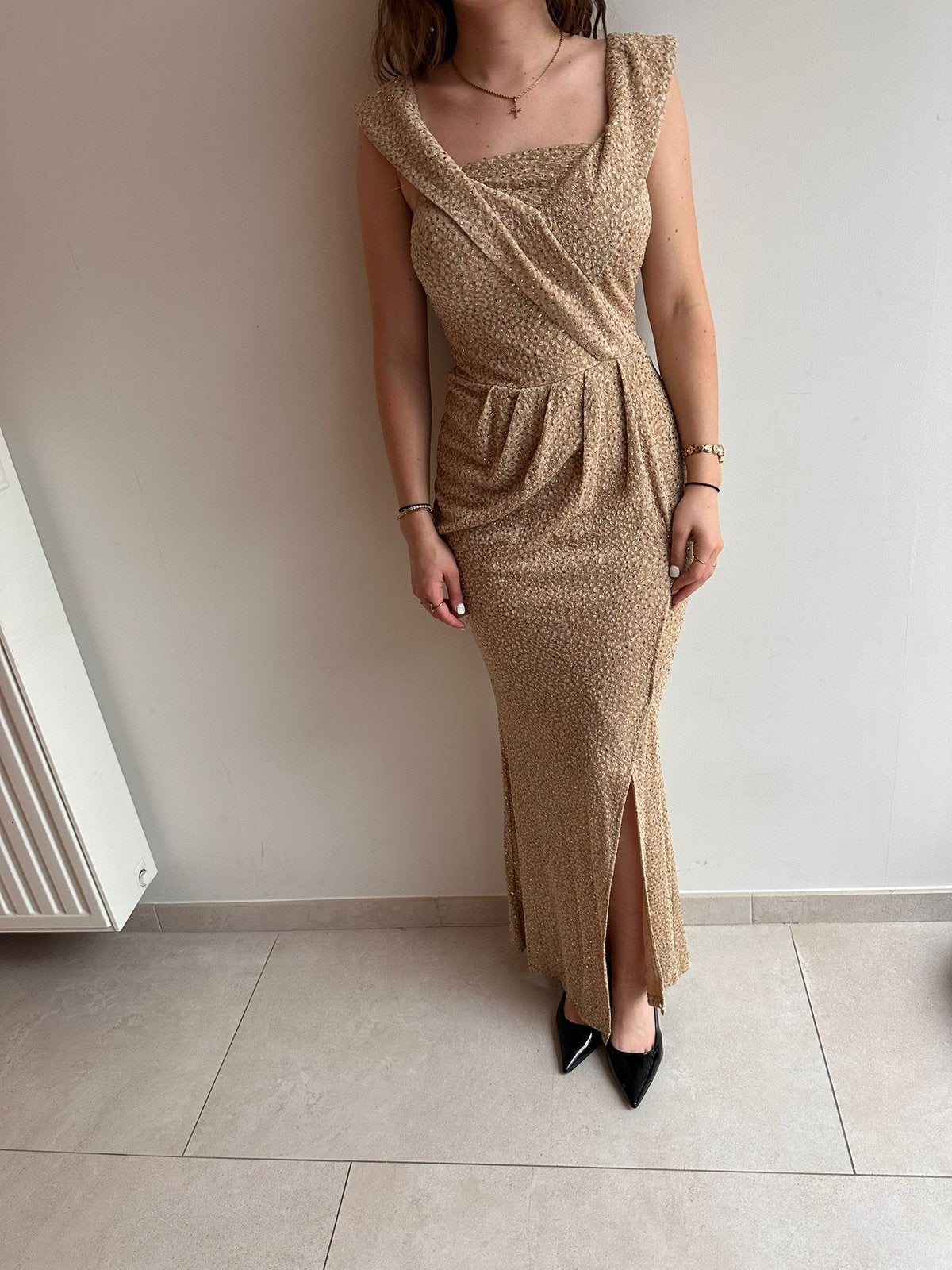Feestjurk, Kleding | Dames, Maat 38/40 (M), Ophalen of Verzenden, Gedragen, Goud