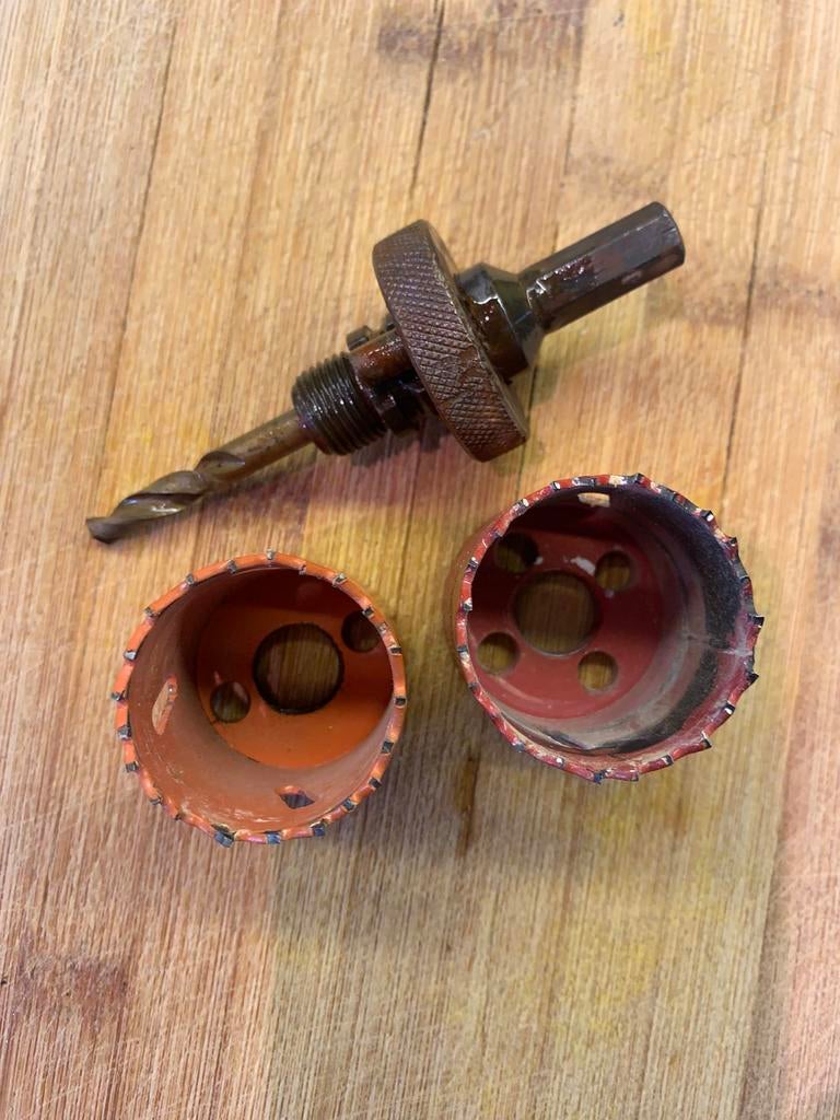 2 stuks gatenboor klokboor + houder diameter 38 en 41 mm, Doe-het-zelf en Bouw, Ophalen of Verzenden, Gebruikt