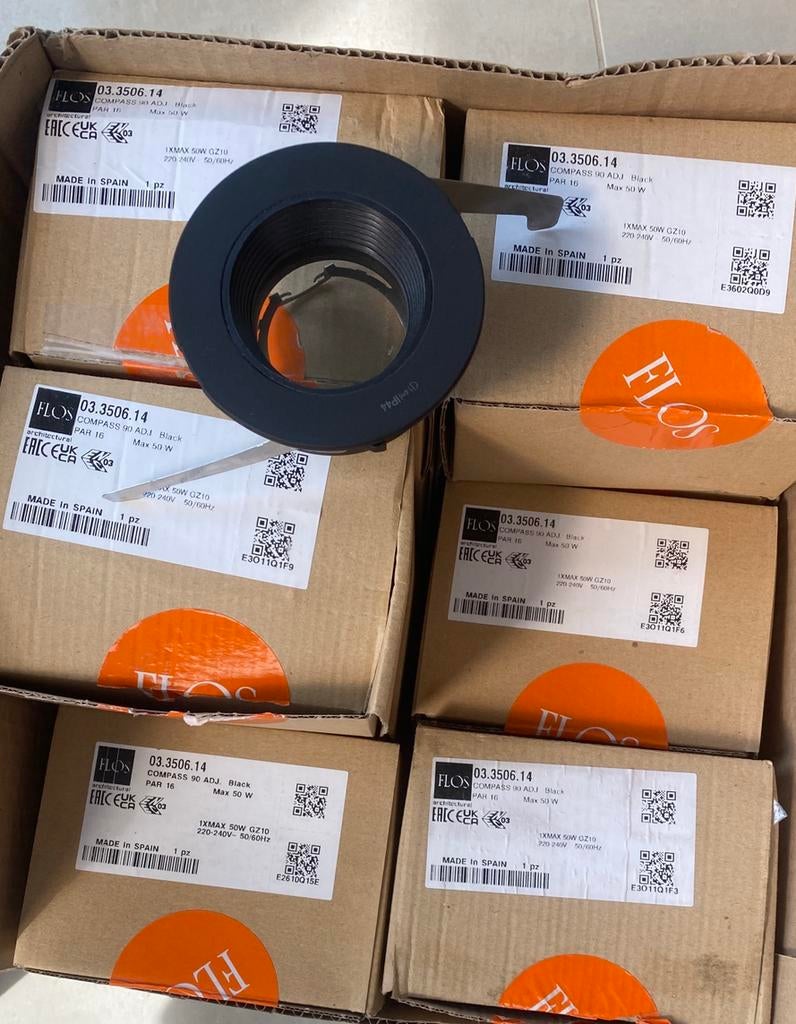 15 spots inbouw zwart merk FLOS ip44, Ophalen, Metaal of Aluminium, Nieuw, Led