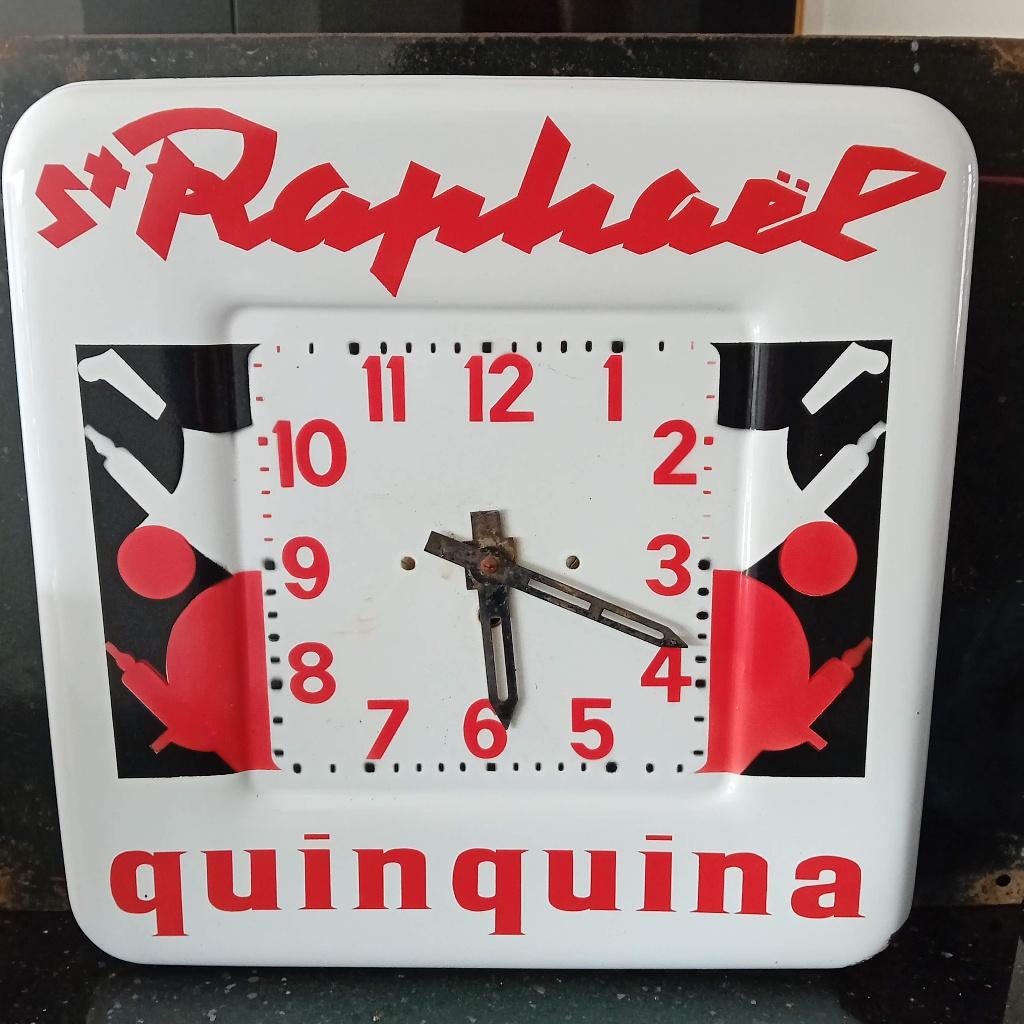 Emaille klok St Raphaél, Verzamelen, Ophalen of Verzenden, Zo goed als nieuw, Reclamebord