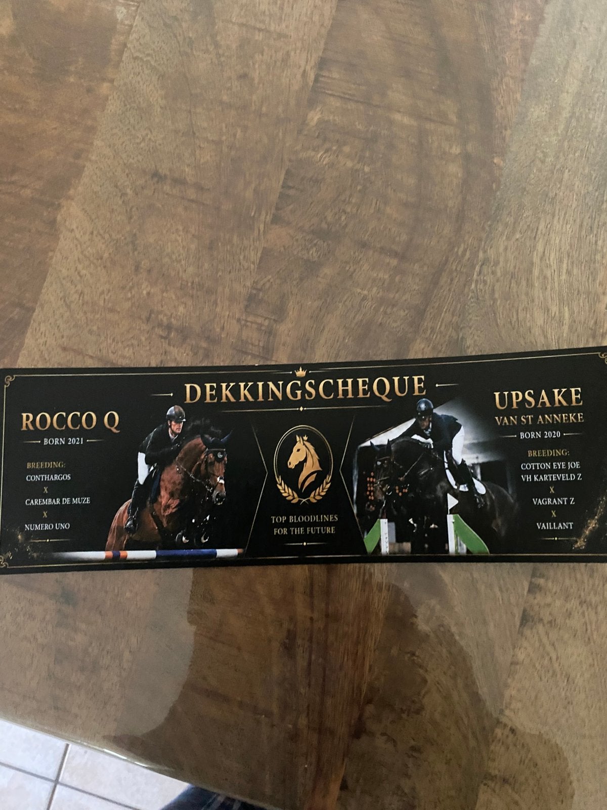 Dekkingscheque waarde 1250 €
