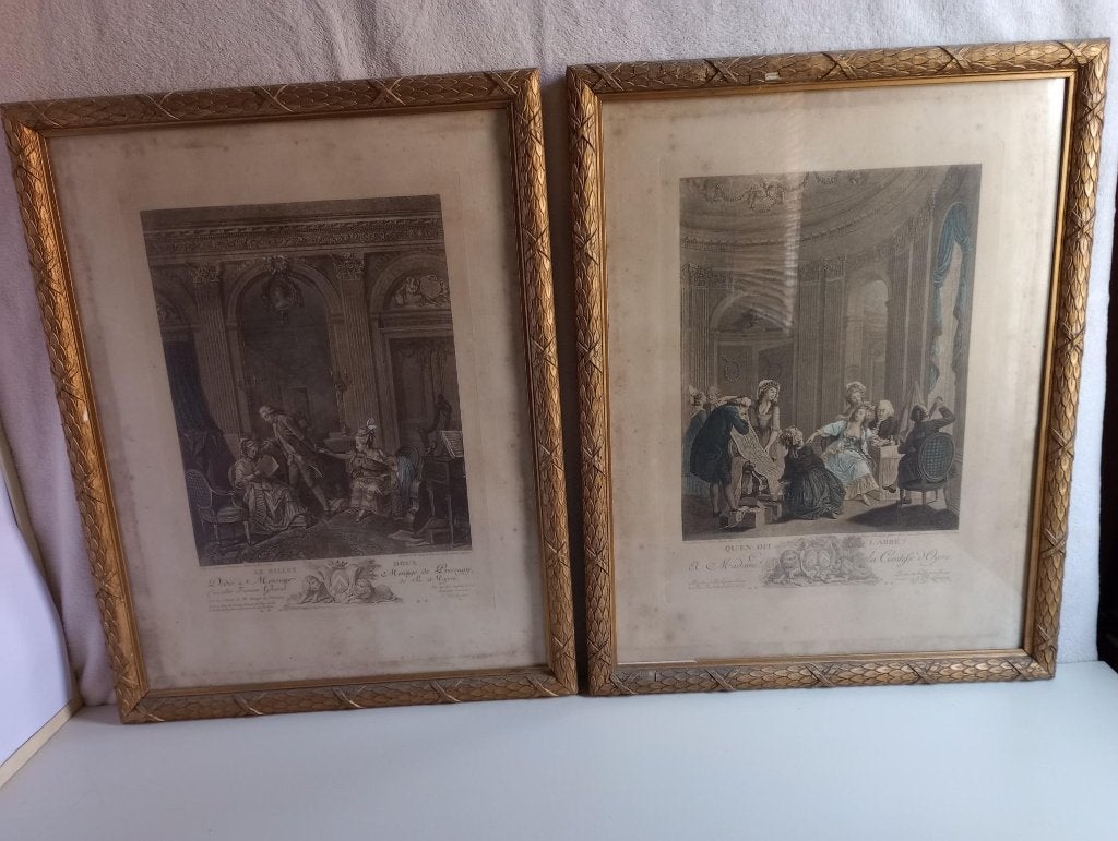 paar 18e-eeuwse Franse etsen van Nicolas de Launay, Architectuur, Ophalen of Verzenden, Gravure, 63 cm