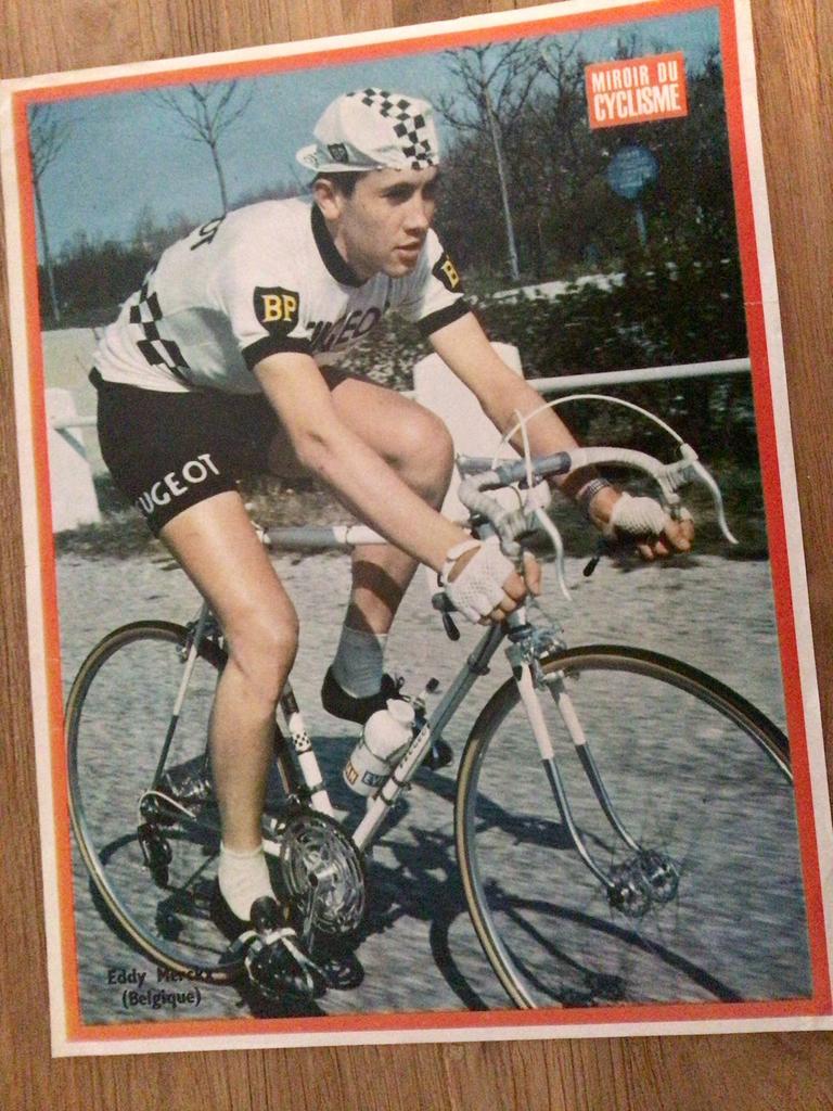 wielerposter 1966 team peugeot eddy merckx, Verzenden, Zo goed als nieuw