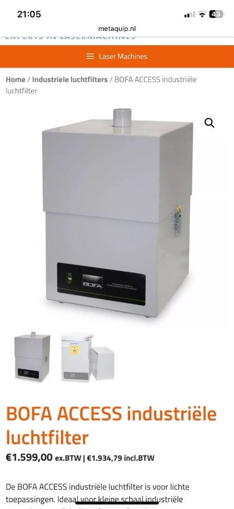 Bofa access industriële luchtfilter voor lasercutter, Autos : Pièces & Accessoires, Filtres, Utilisé, Enlèvement